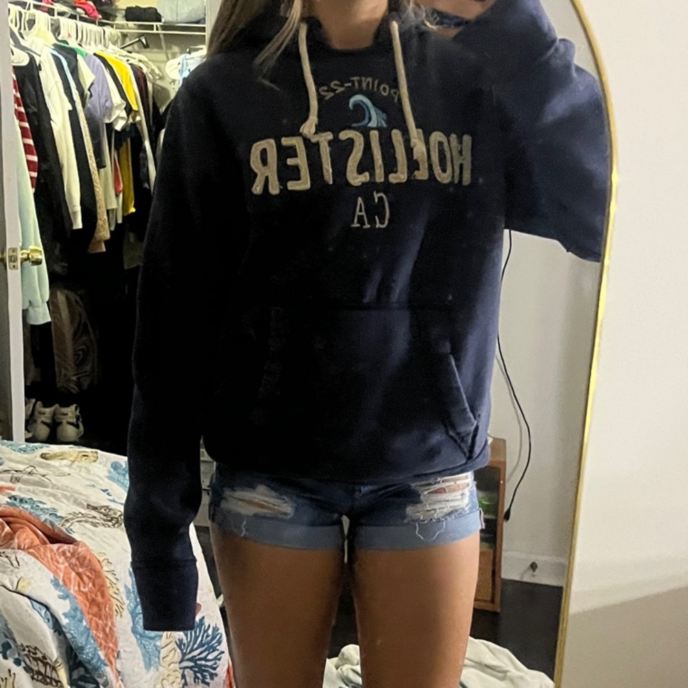 Hollister Dark Blue Hoodie with Logo